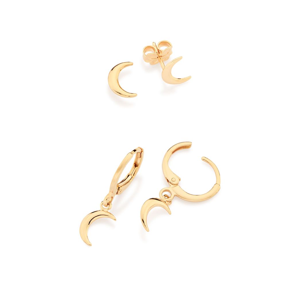 Kit Brinco Rommanel Argola com Lua Pendula Pendurada e Solitária 527551 · foto 2