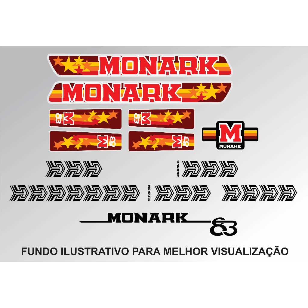 Adesivos Bicicleta Monark Barra Circular 1983 Letra Vermelha