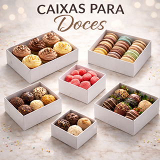 Kit 10un Caixa de Papel Quadrada e/ou Retangular com Tampa Transparente Sem Berço | Doces e Bombons em Oferta na Shopee