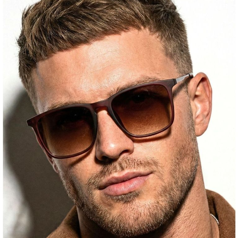 Óculos de Sol Madrid Marrom Degradê Quadrado Premium Clássico uv400 Feminino Masculino