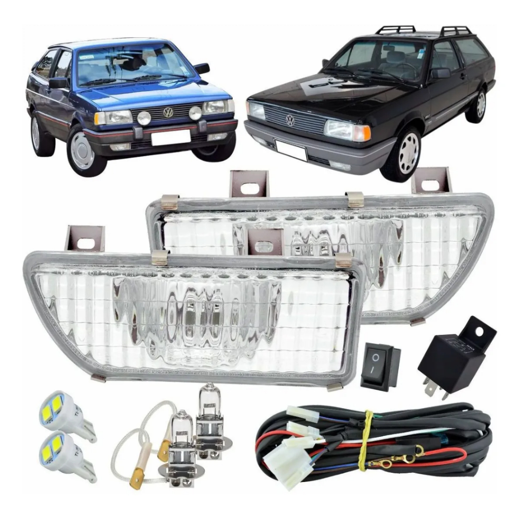 Kit Farol Milha Aux Gol Parati Savei Quadrado 87 A 94 Vidro