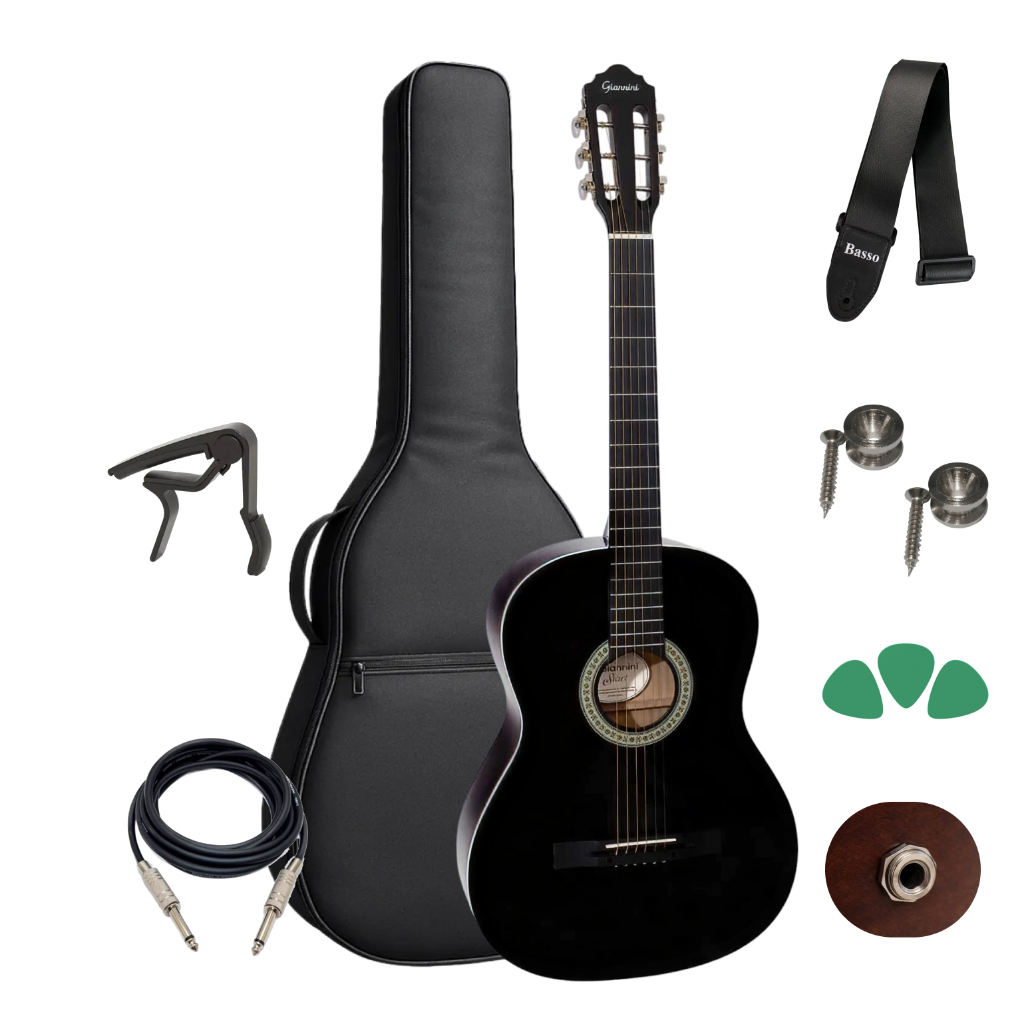 Violao Giannini Start S-14 Bk C/ Captador Capa + Acessorios
