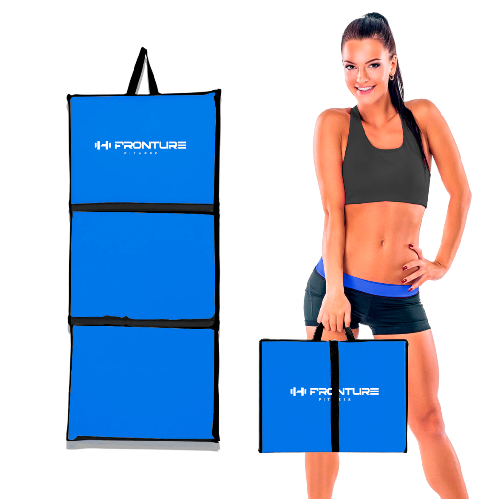 Colchonete Dobrável Azul Maleta Ginástica Fitness Abdominal Yoga Pilates Confortável Macio D50