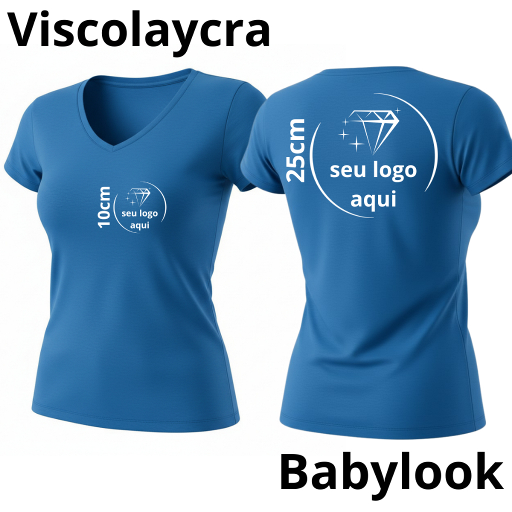 BLUSA PERSONALIZADA COM SUA LOGO FRENTE/COSTAS CRIE SUA BLUSA GOLA V MANGA CURTA