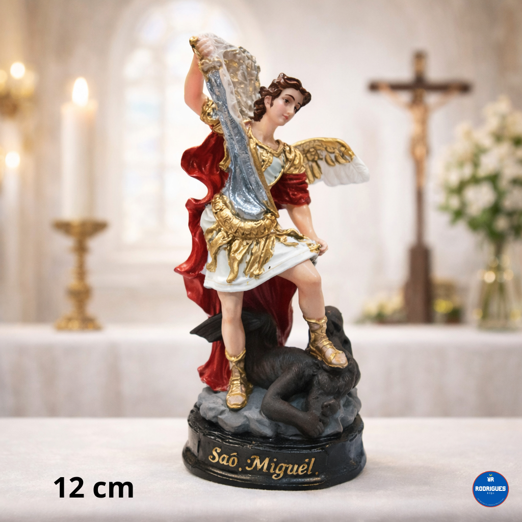 Imagem São Miguel Arcanjo de Resina Nacional 15cm e 12cm em Oferta na Shopee