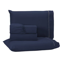 Jogo de Cama Lençol 3/4 Peças 400 Fios Extra Macio Detalhe Ponto Palito Solteiro Casal Queen King