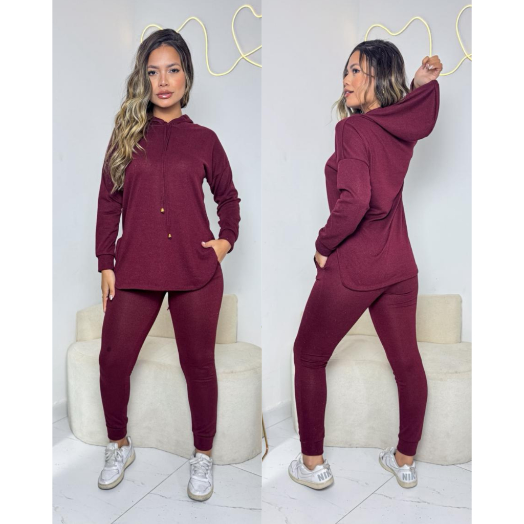Conjunto Feminino Lanzinha com Capuz | Blusa + Calça Confortável | Tamanhos M G GG