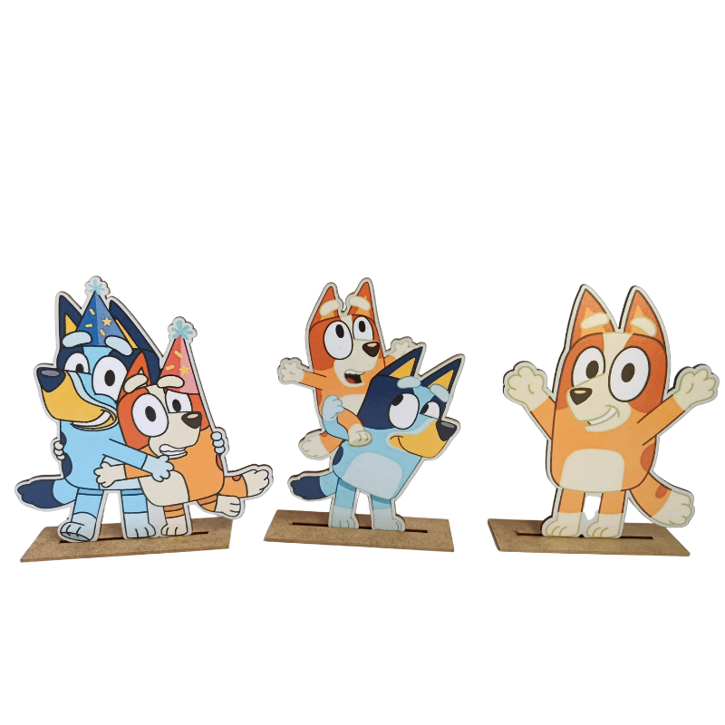 Kit Display de Mesa 3 Peças Festa Bluey MDF em Oferta na Shopee