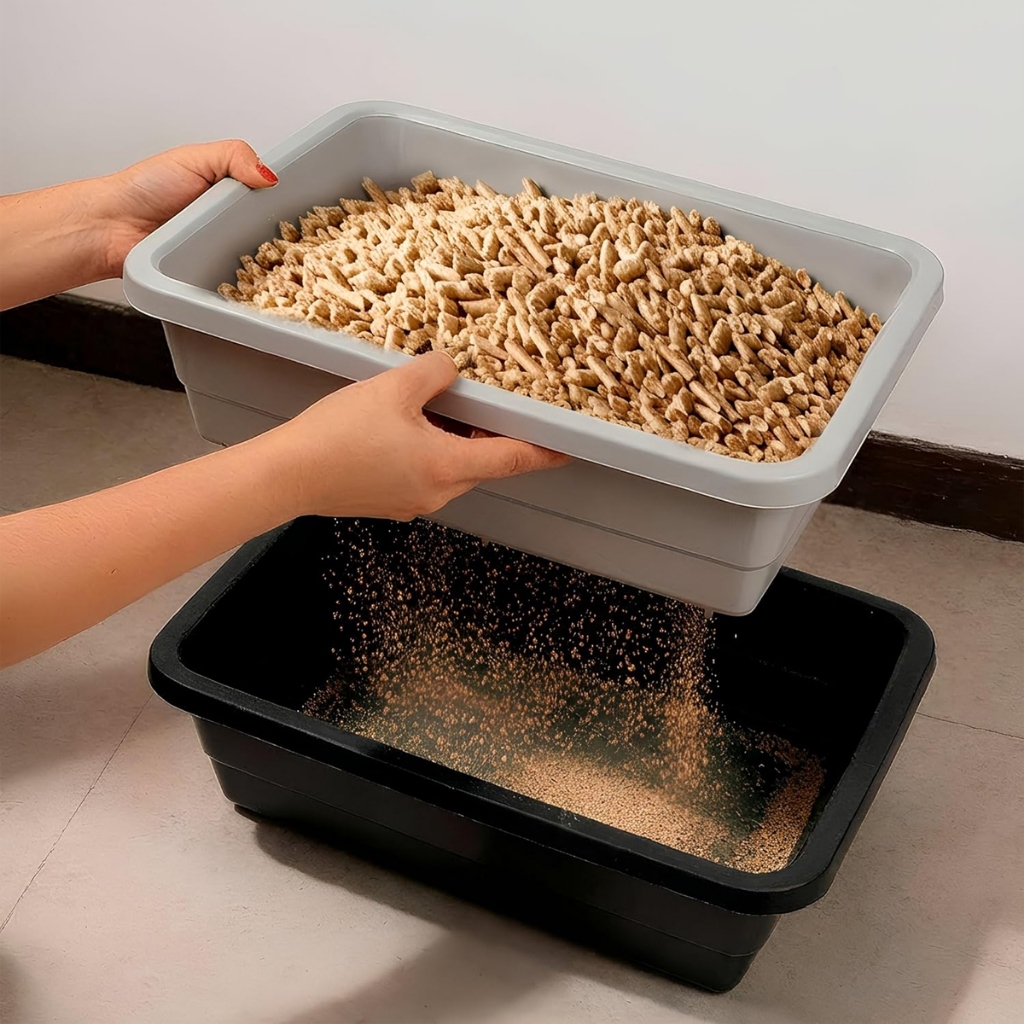 Caixa de Areia Para Gatos Banheira Higiênica 2 Peças Com Bandeja Sanitária e Peneira
