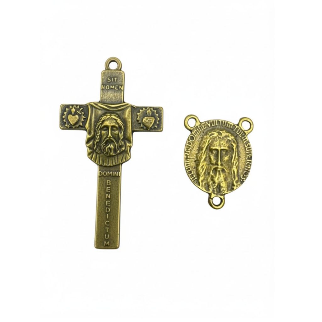 Kit Pingente Cruz Entremeio Sagrada Face Para Terços  Pulseiras E Artesanatos 15 peças cada em Oferta na Shopee