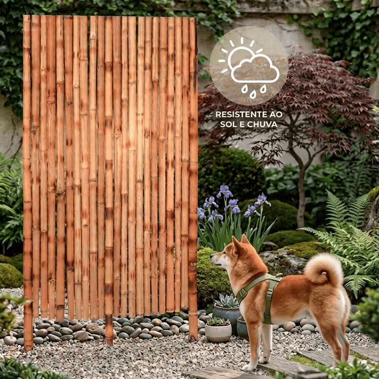 Cerca De Bambu Tratado 85x50cm Jardim Horta Resistente Sol e Chuva - Decoração Rústica Sustentável em Oferta na Shopee