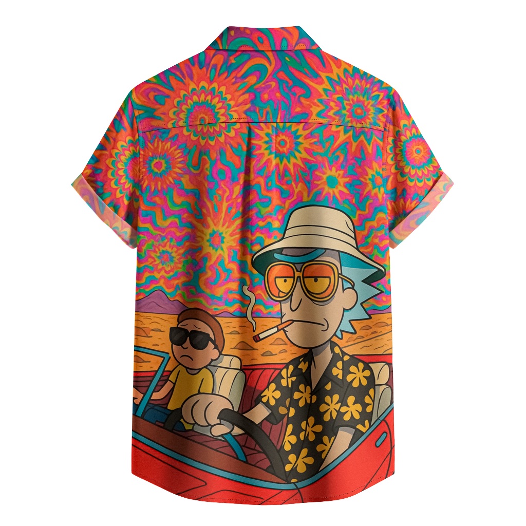 Camisa De Botão Psicodélica Masculina Estampa Cartoon Festival Trippy[Ref-480] — imagem 2 de 2