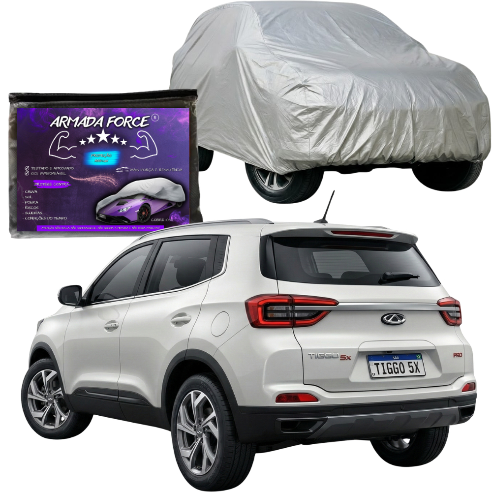 Capa De Cobrir Carro CAOA CHERY TIGGO 5X PRO Sem Forro 100% Impermeável Proteção Sol Chuva Poeira