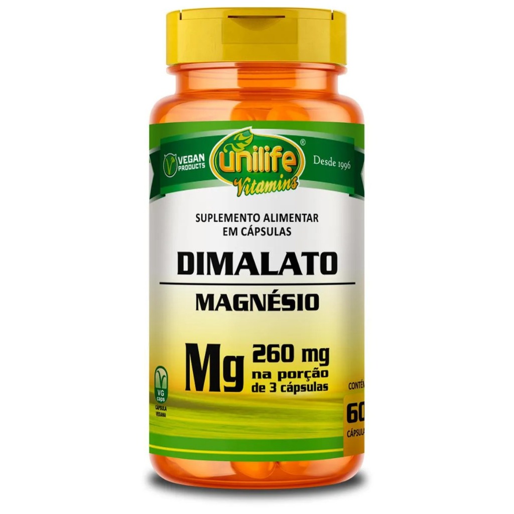 Magnésio Dimalato - Suplemento de Magnésio 60 Cápsulas - Unilife