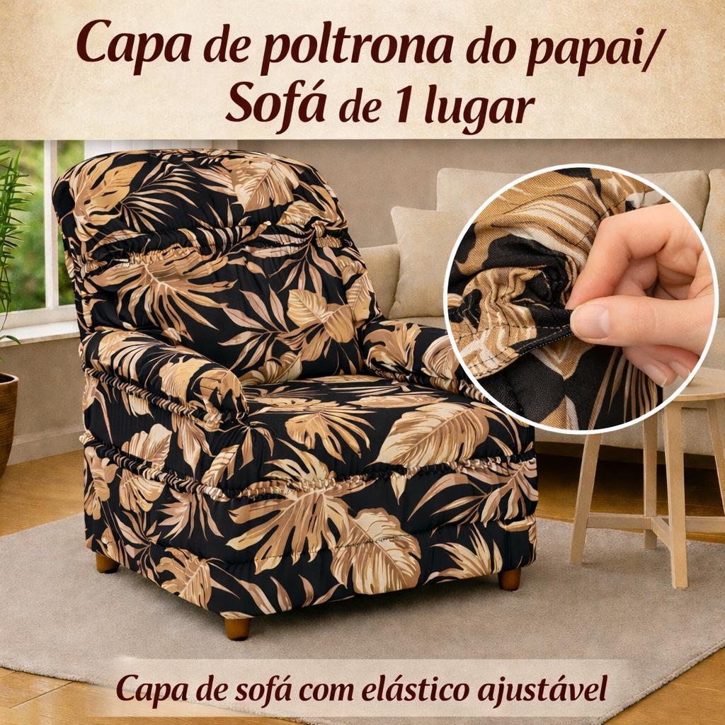 Capa de sofá Poltrona de 1 lugar avulsa em Malha Gel/Helanca Elasticada e Estamapada