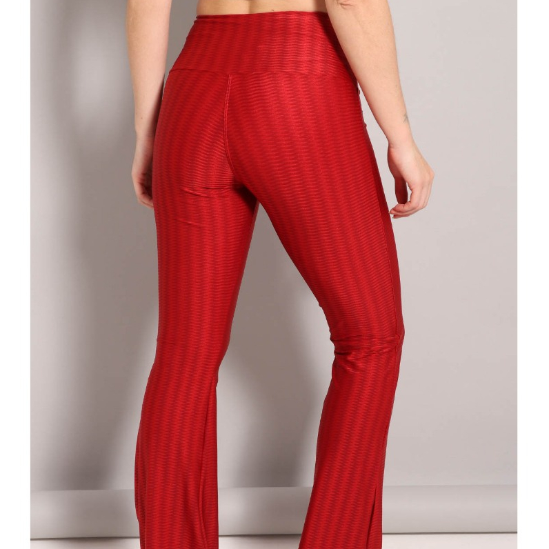 Calça Flare Bailarina Poliamida Cintura Alta Tecido 3D Premium Academia Confortável Casual