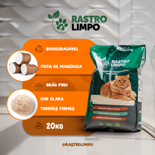Areia 20 Kg Biodegradável Grãos Finos - Rastro Limpo Premium Torrões Firmes para Gatos em Oferta na Shopee