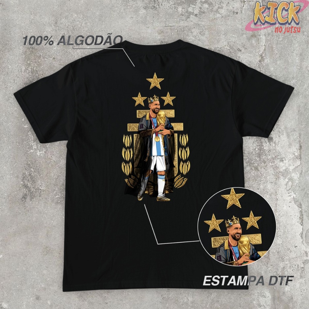 Camiseta T-Shirt "Lionel Messi Argentina" Unissex em Algodão Premium Edição Copa do Mundo 2026