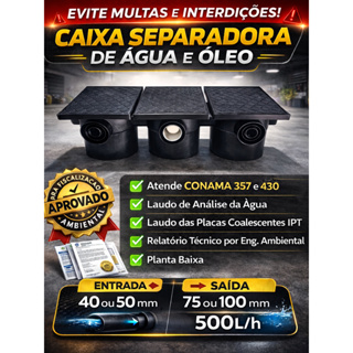 Caixa Separadora De Água E Óleo Sdo 500L/h + Laudos + Placas em Oferta na Shopee