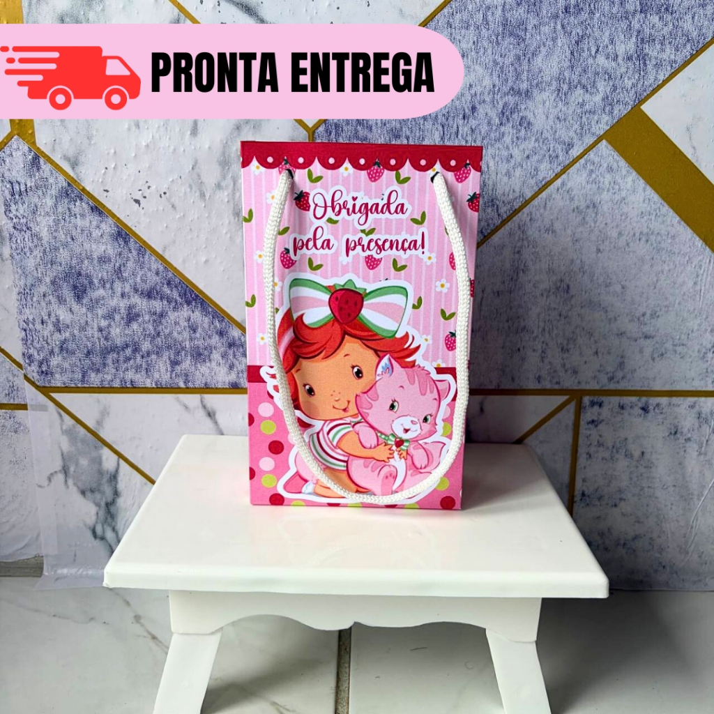 Kit 10 a 30 Sacolinhas Surpresa Personalizada Moranguinho Baby Lembrancinhas Festa Infantil Aniversário PEGUE E MONTE