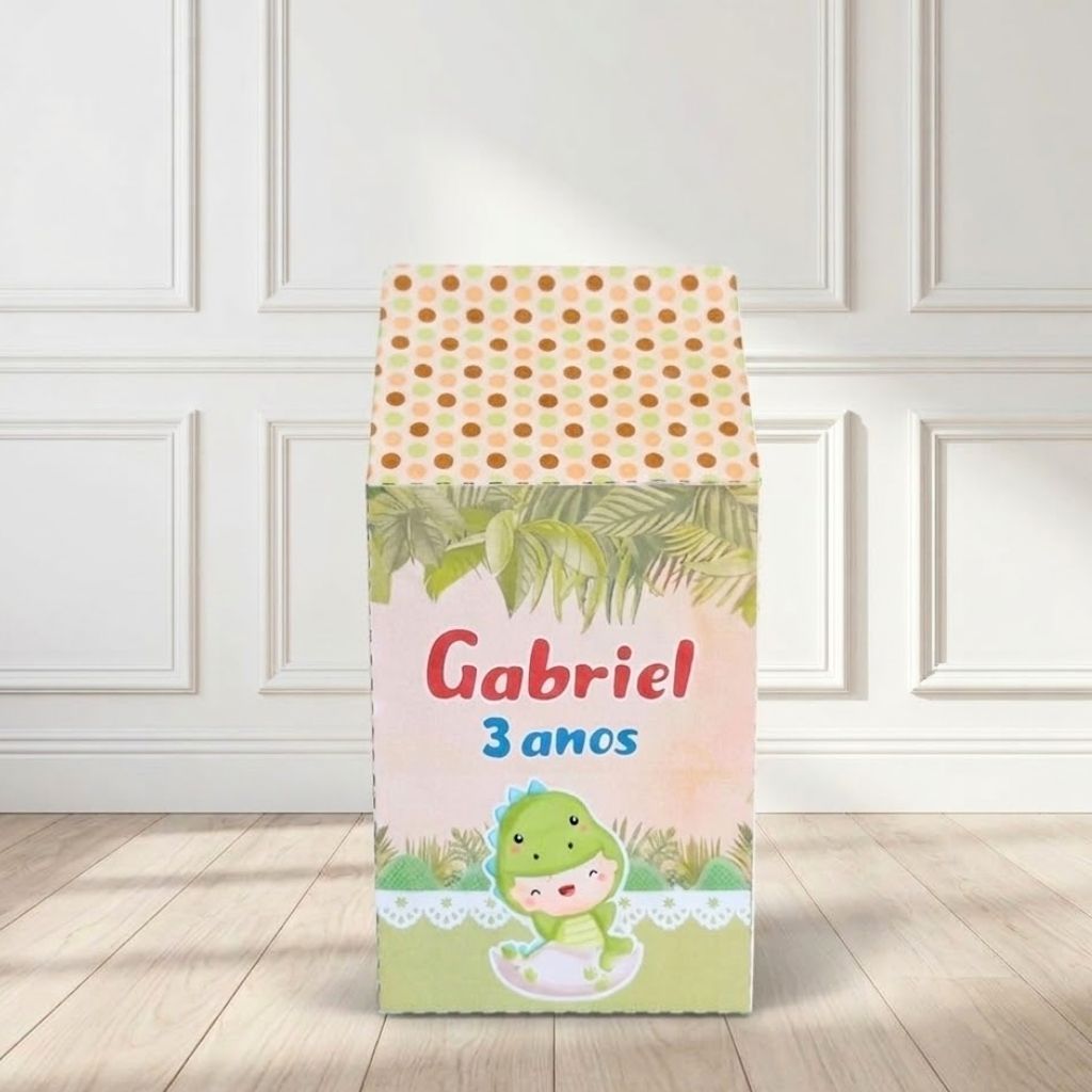 Caixa Milk DINOSSAURO BABY Personalizada Pegue e Monte Lembrancinha Festa Infantil Aniversário