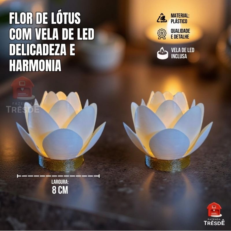 Imagem Flor de Lótus Decorativa com Luz LED – Enfeite Zen para Ambiente Relaxante