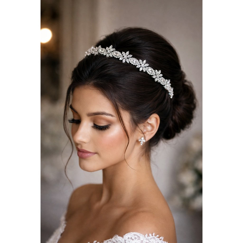 Tiara Porta Coque Coroa Cravejada em Zircônia Gota para Penteado Noiva Casamento Festa 15 Anos