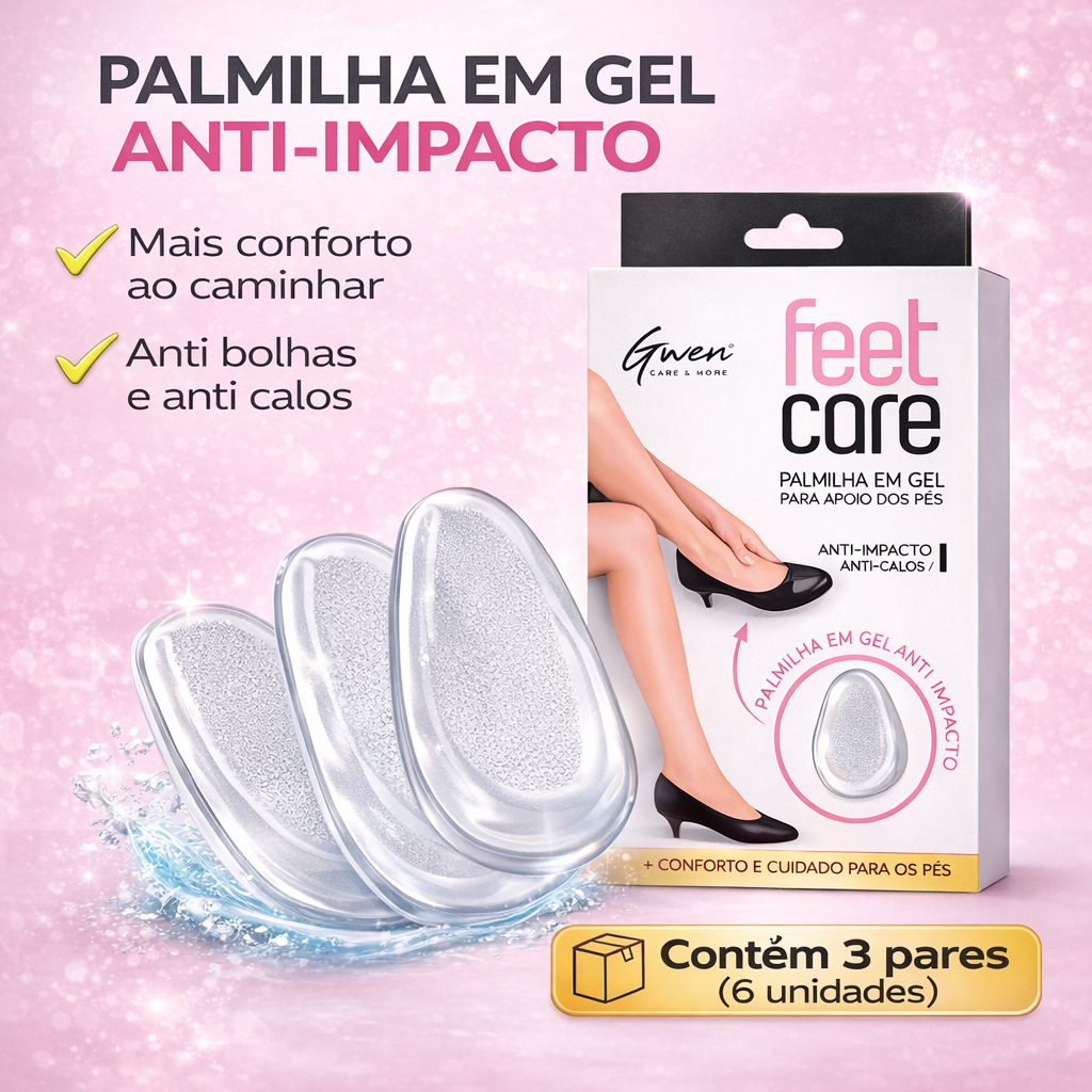 Kit 3 Pares Palmilha em Gel de Silicone Anti-Impacto Conforto