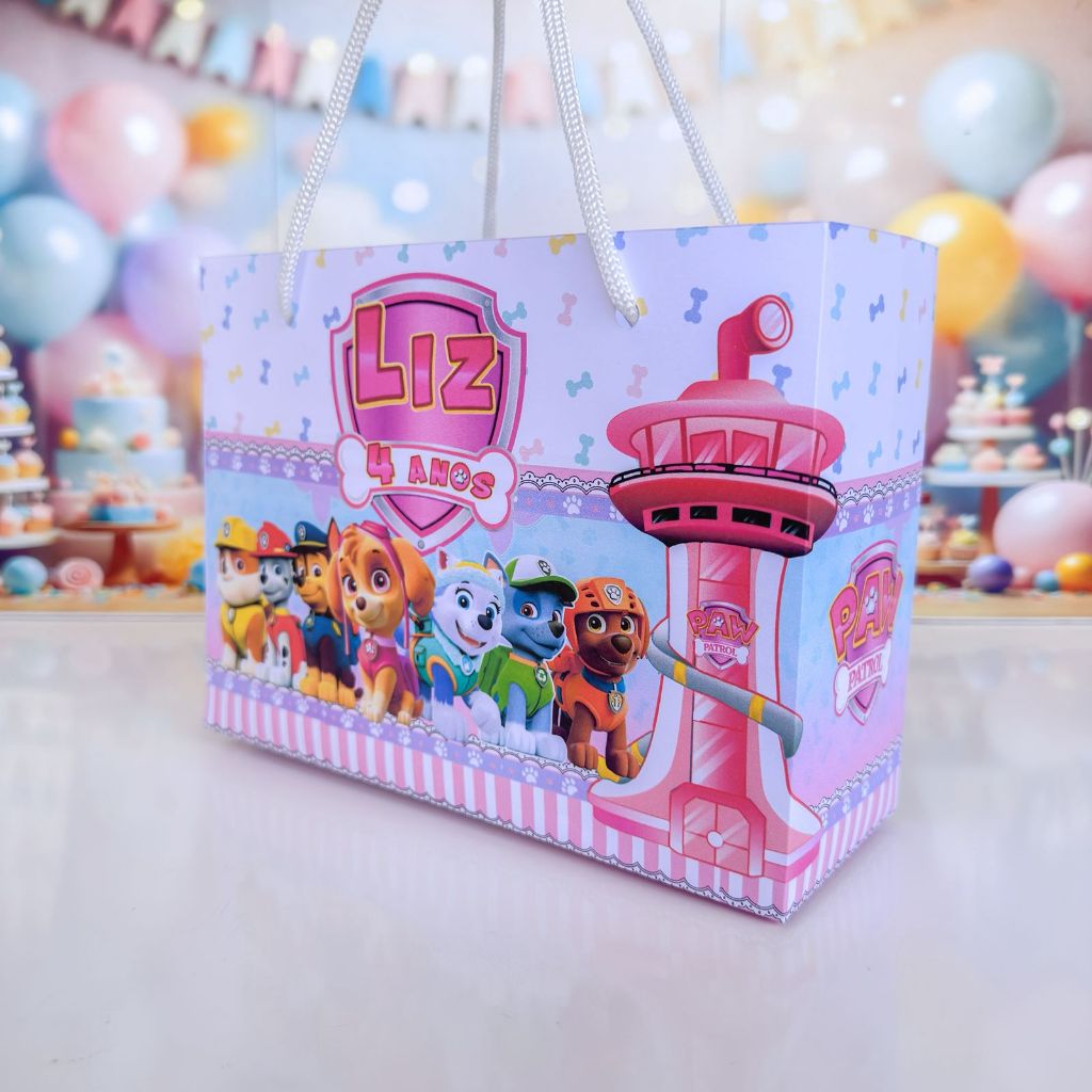 Sacolinha Surpresa personalizada  Patrulha Canina MENINA - Personalizados SACOLAS  PATRULHA MENINA  -  PEGUE E MONTE