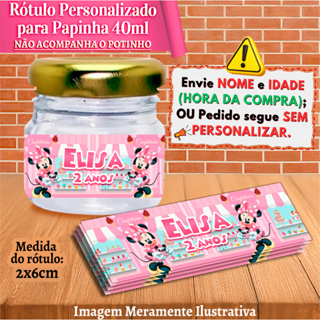 Rótulos adesivos para Papinhas 40ml 40g Mickey - Minnie - Minnie Confeiteira em Oferta na Shopee
