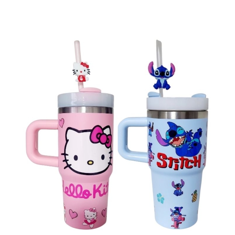 Copo Térmico 450 ml Personalizado com DTF UV Stitch e Gatinha.