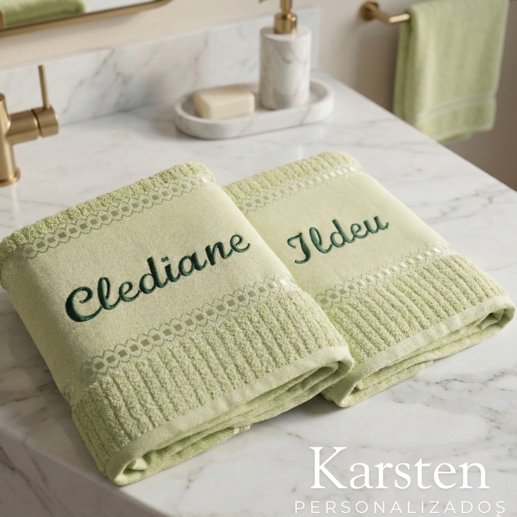 Kit Duas Toalha de Banho Karsten Stella + Nome Bordado de sua preferencia - Kit 2 Peças em Oferta na Shopee