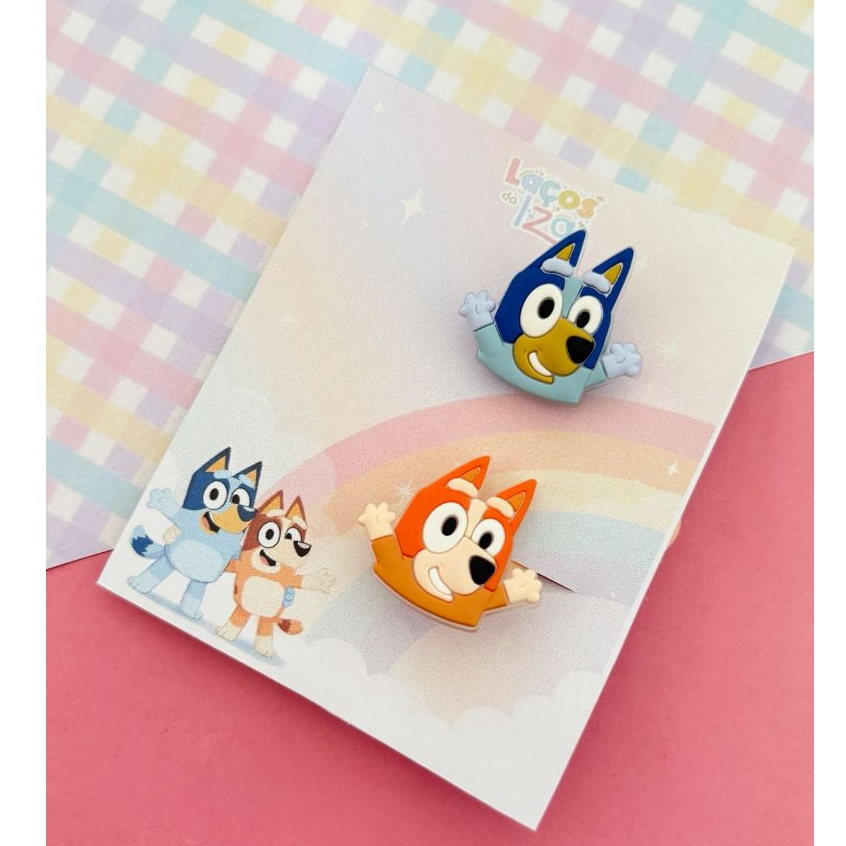 Par de Xuxinha Bluey e Bingo, Rabicó de cabelo infantil Bluey e Bingo - Elástico de cabelo Bçuey e Bingo