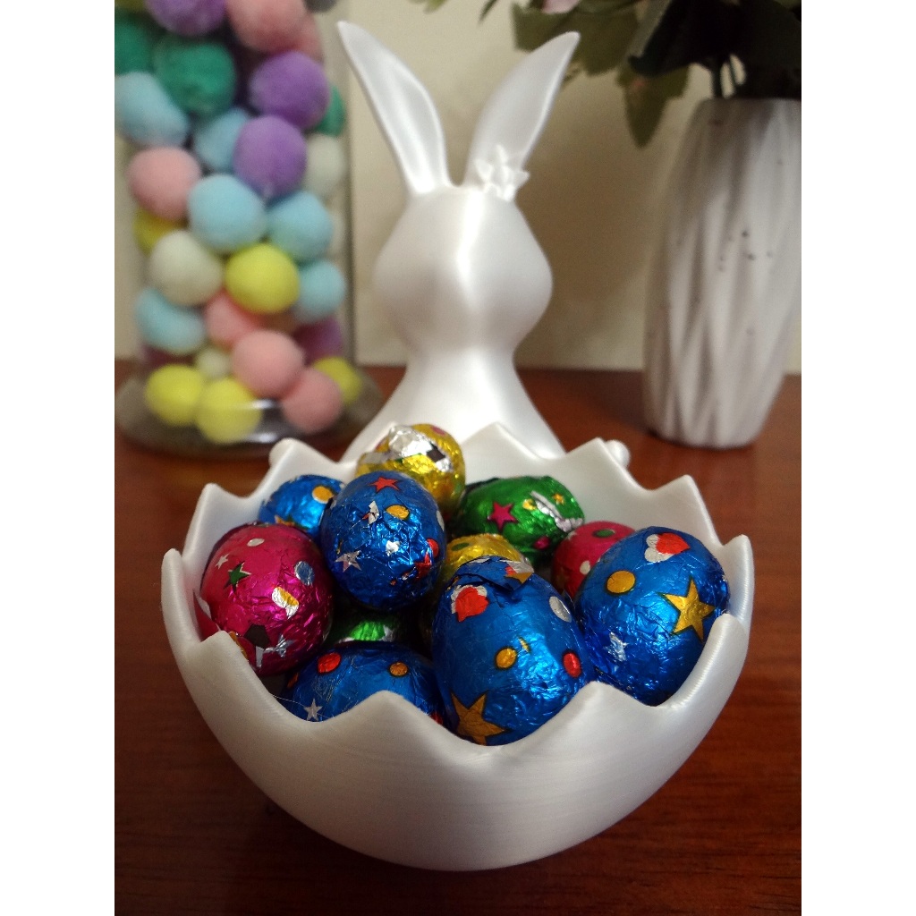 Coelhinha Porta-Ovinhos da Páscoa com Tijelinha - Decoração Mesa, Presente e Lembrancinha