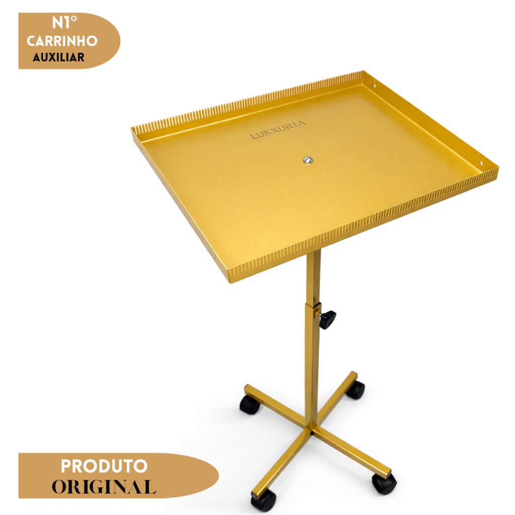 Carrinho Auxiliar Salão De Beleza Megahair Dourado Luxo Profissional Coloração Organização em Oferta na Shopee