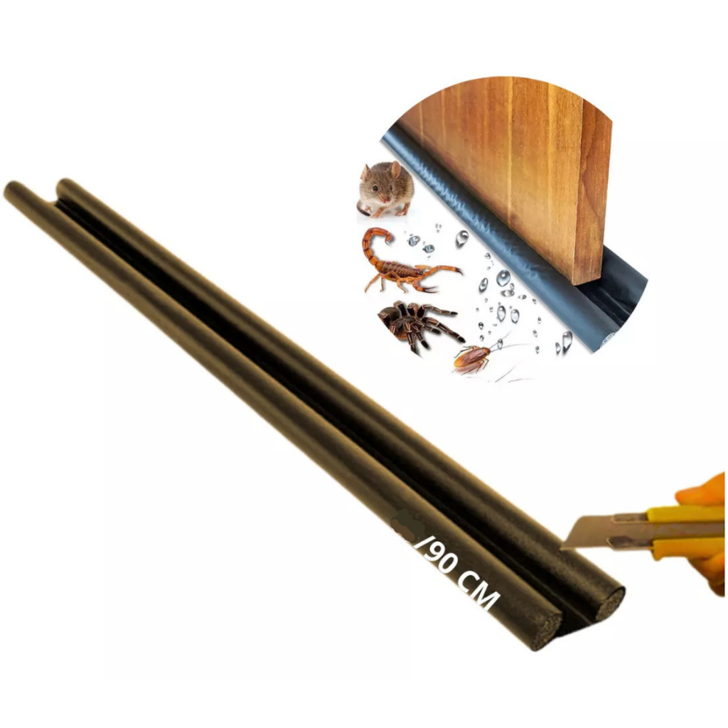 Barreira para Porta Veda Porta 90cm Ajustável Anti Insetos Poeira Vento Protetor de Porta Marrom