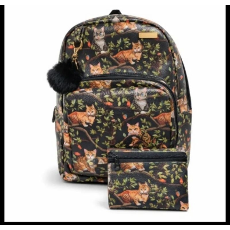 Kit Mochila e Nécessaire Gatinho Impermeável