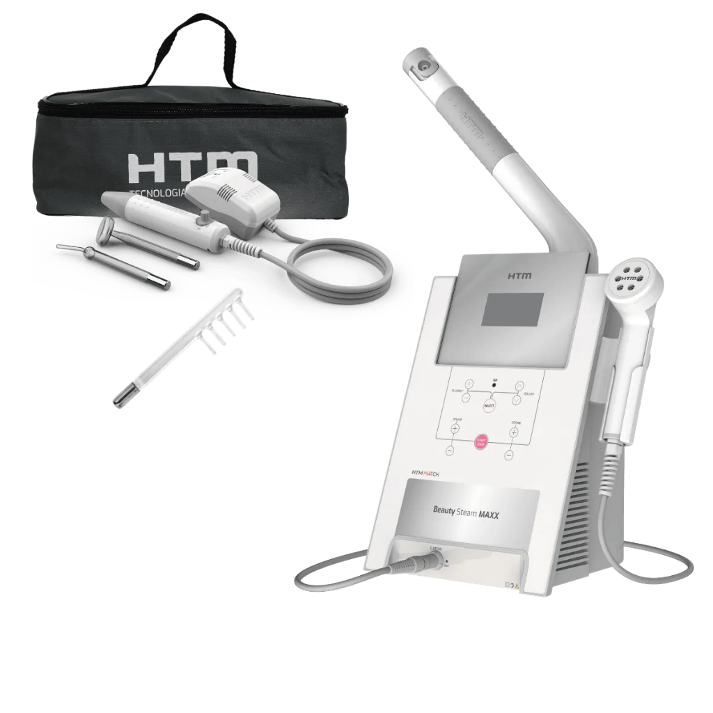 Beauty Steam Maxx e Beauty Face + Brindes Combo HTM - Vapor de Ozônio com LEDs e Alta Frequência