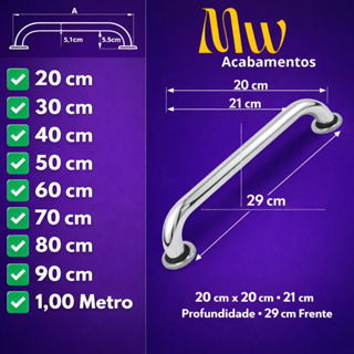 ALÇA BARRA DE APOIO 20CM ATÉ 1M CORRIMÃO PISCINAS BANHEIRO SEGURANÇA IDOSO DEFICIENTE PCD AntiQueda em Oferta na Shopee