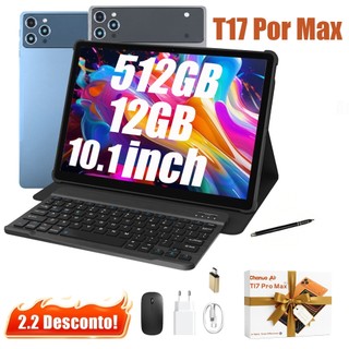 2026 Tablet T17 PRO MAX amx mouse teclado 12GB RAM 512GB ROM Android14 com case 10.1 polegadas câmera 32MP