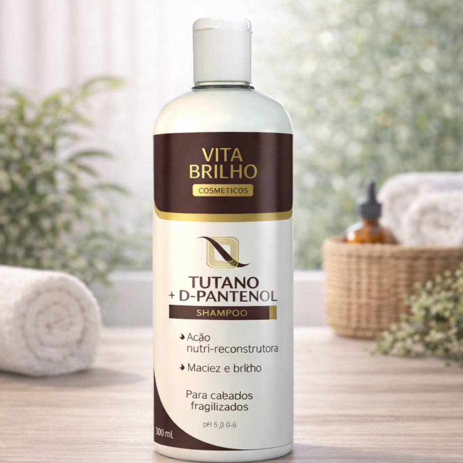 Shampoo Profissional Vita Brilho Tutano + D-Pantenol 1 Litro com Tampa  Nutrição e Brilho para Cabelos Danificados