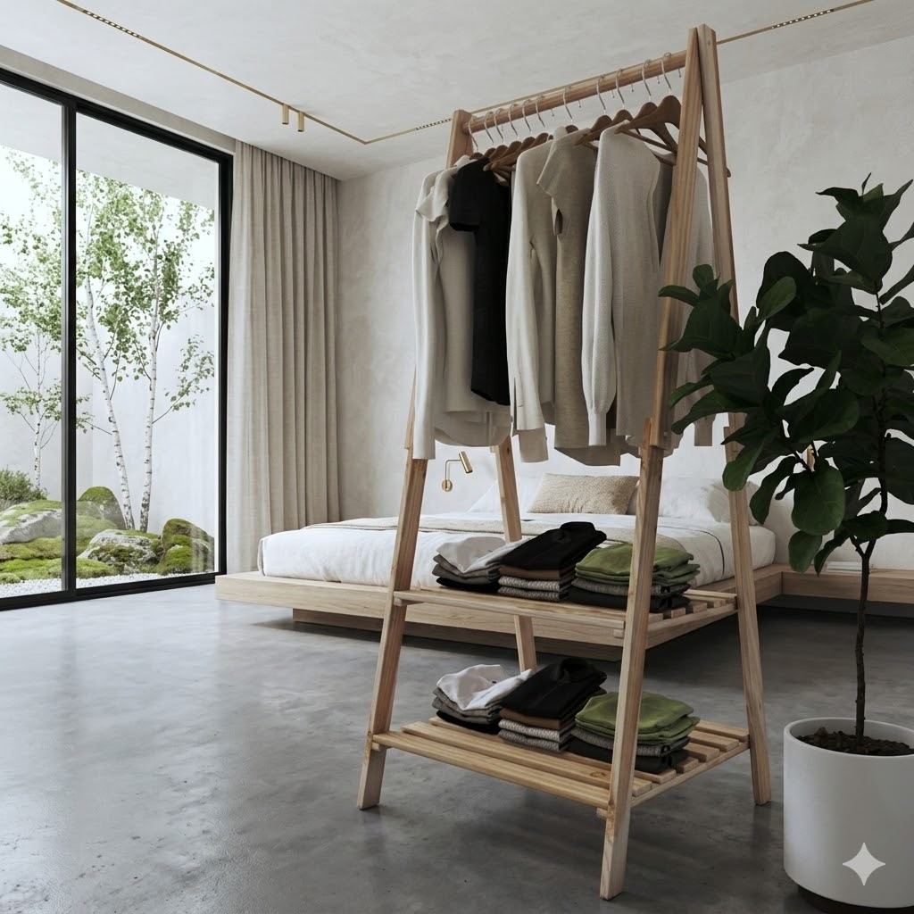 Arara de Madeira Dobrável para Roupas – Cabideiro Moderno para Roupas