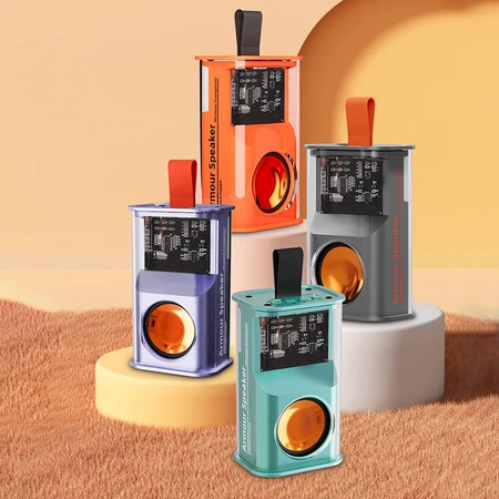 Mini Caixa De Som Bluetooth 5W Transparente com LED RGB