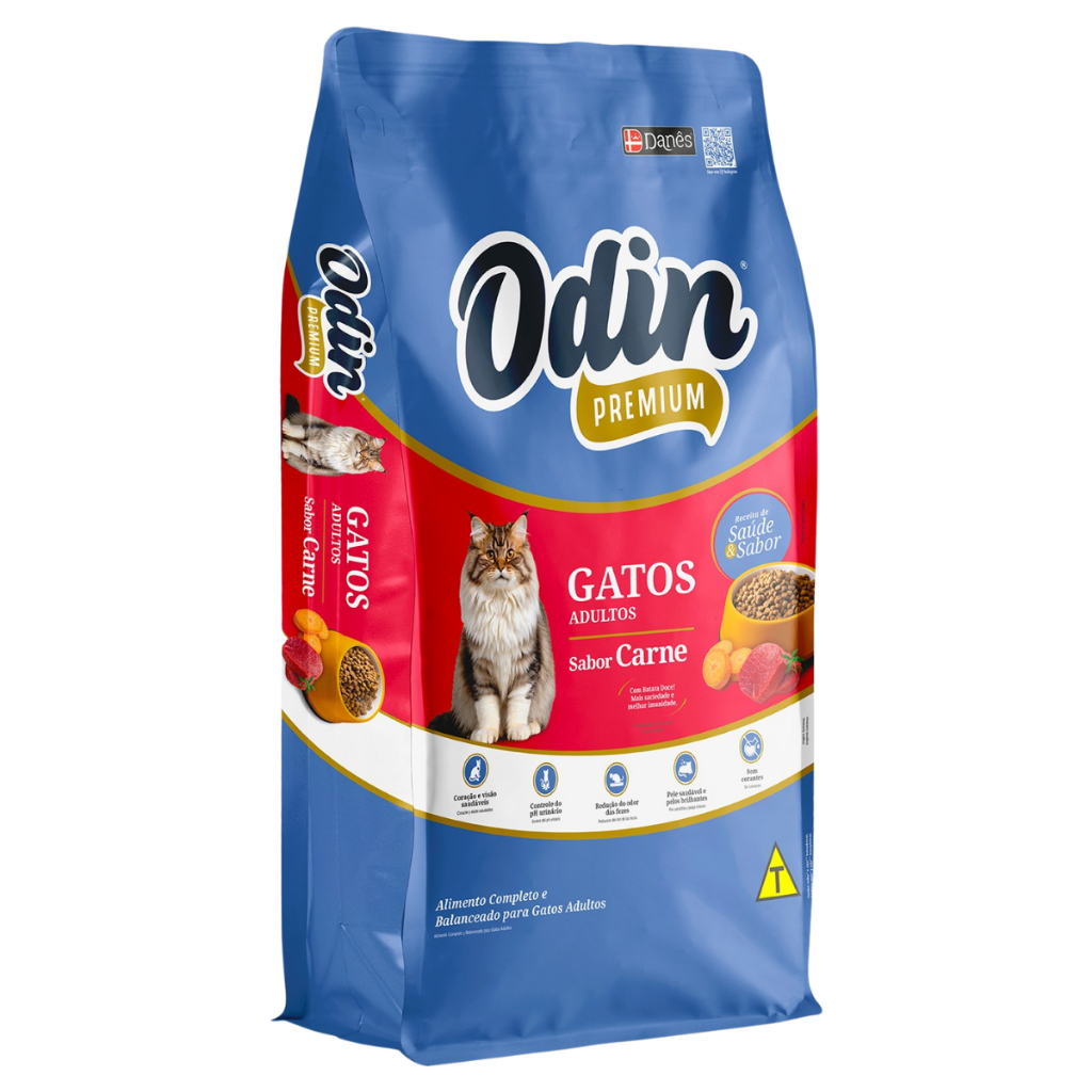 Ração Premium Cat Gatos Adultos Sabor Carne Odin Alimento Alta Qualidade 10.1KG