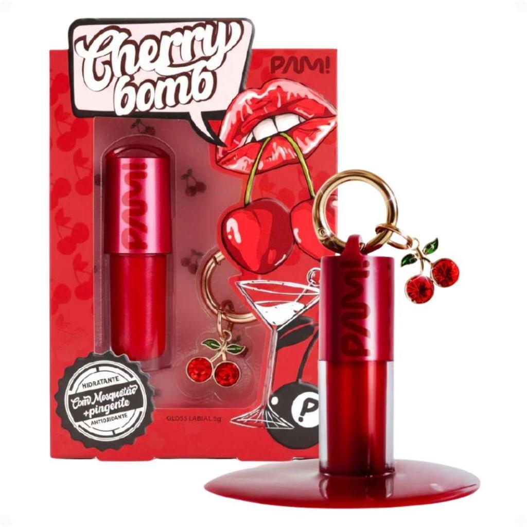 Gloss Labial Cherry Bomb Pam! By Pamella – Hidratante com Chaveiro