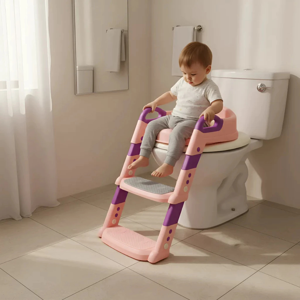 Assento Redutor Infantil C/ Escada Vaso Sanitário Troninho Bebê Almofadado Desfralde Antiderrapante — imagem 2 de 2