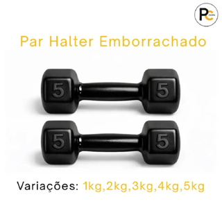 Par Halter Sextavado Emborrachado 1kg ao 5kg - Pesinho Musculação Treino Peso Exercício em Oferta na Shopee