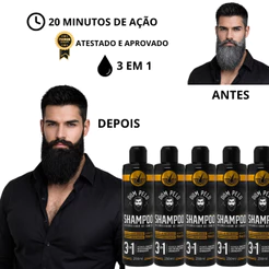 5 shampoo escurecedor 3 em 1 250 ml kit para barba e cabelo hidrata escurece e limpa