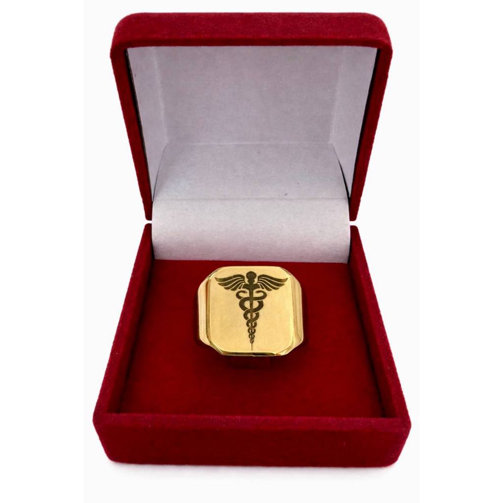 Anel Medicina Formatura Masculino Banhado A Ouro 18k Enfermagem Profissão Premium LUXO