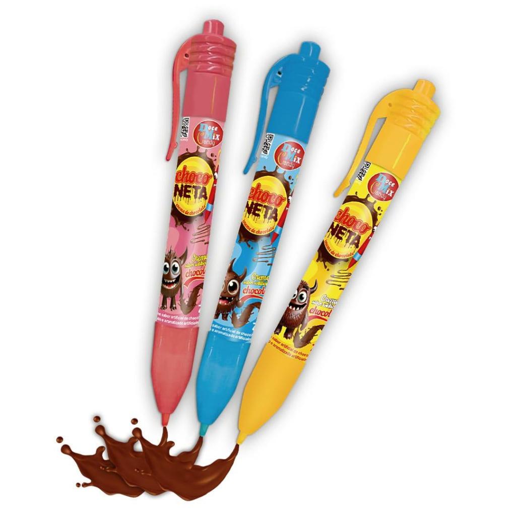 3 Choco Neta Caneta Comestivel Sabor Chocolate Doce Mix 7g